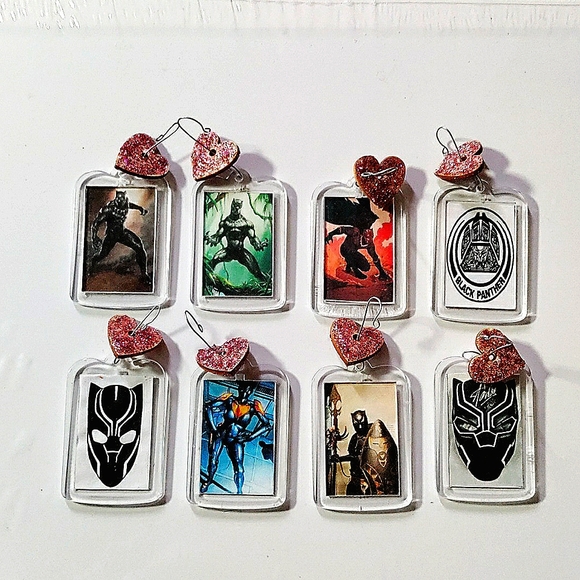 *HAPPY HOLIDAYS* 8 Black Panther Vibranium Ornaments! Double Sided. Handmade. - Picture 3 of 8